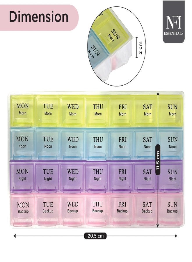 NFI essentials Pill Box Weekly 7 Days 4 Times Storage 28 Compartments, Durable Medicine organizer box, Portable Travel Pill Box for Home with Compartments Moisture-Proof Pill case - Image 4